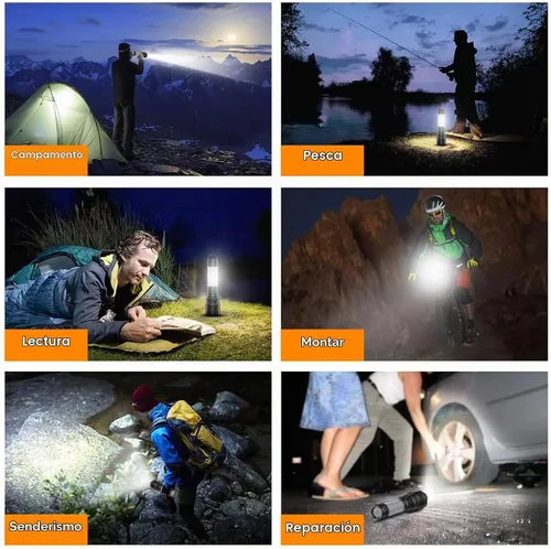 Vista 9 de Linterna LED Recargable de Linterna de 2000 Lúmenes Altos - con Linternas de Camping, Linterna LED Súper Brillante de Largo Alcance para Camping, 5