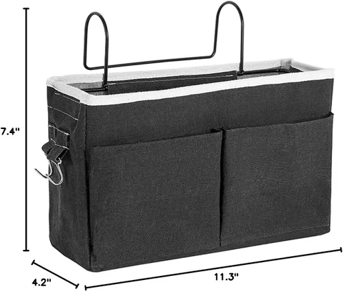 Vista 3 de Kedoung - Paquete de 2 organizadores de mesita de noche para colgar con gancho, bolsillo de almacenamiento de cama para dormitorio, habitación