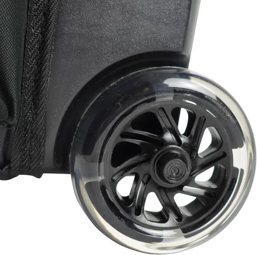 Vista 4 de ELITE Bolsa de bolos Deluxe de 2 bolas con ruedas lisas de 5 pulgadas, bolsillo grande para accesorios, compartimento para zapatos, mango extensible