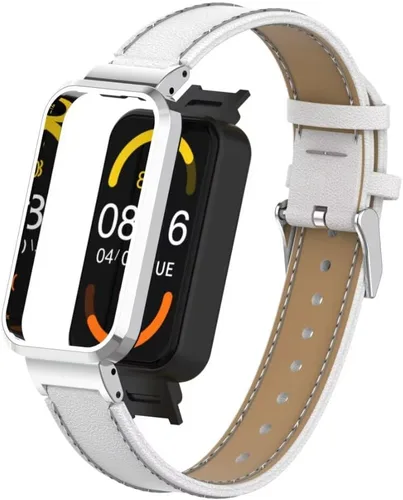 Vista 8 de Compatible con Xiaomi Redmi Smart Band Pro, correa de repuesto de cuero Redmi Smart Band Pro con marco de metal para Xiaomi Redmi Smart Band Pro