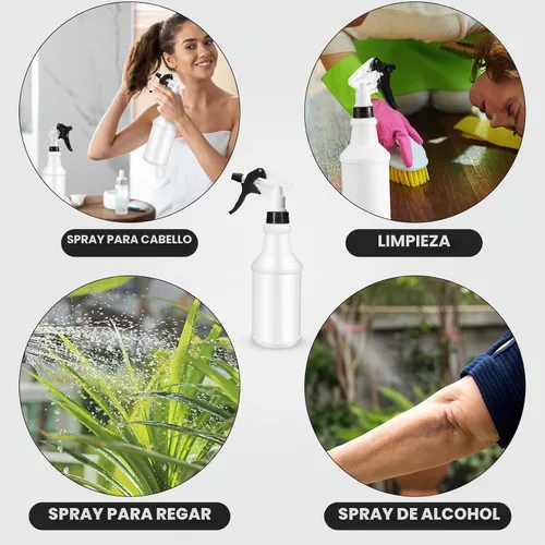 Vista 5 de Rtteri 24 botellas de plástico de 16 onzas para soluciones de limpieza, botellas de pulverización a granel vacías y reutilizables a prueba de fugas