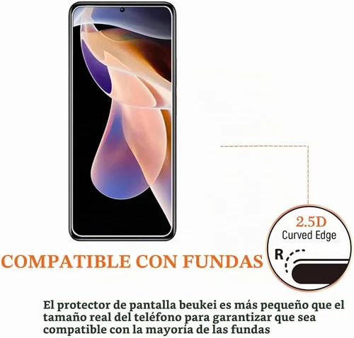 Vista 4 de (3 unidades) Compatible con Xiaomi Redmi Note 11 Pro 5G + 4G (Xiaomi Redmi Note 11 Pro+ 5G + 4G) Protector de pantalla de vidrio templado