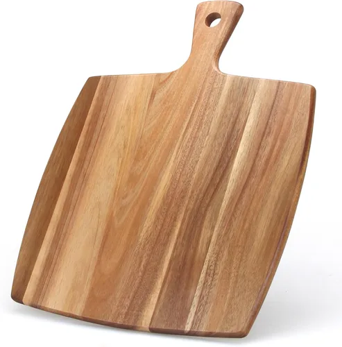 Vista 8 de La mejor tabla de cortar de madera de acacia con mango Tabla de charcutería de madera, tablas de cortar para pan, tablas de cortar carne, tabla