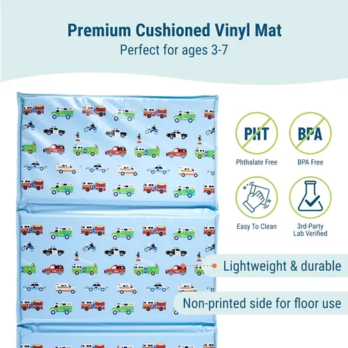 Vista 3 de Wildkin Alfombrilla de vinilo para siesta para niños, plegable, duradera, para guardería y preescolar