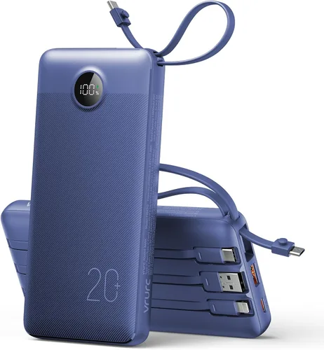 Vista 10 de VRURC Cargador portátil 4-Cables integrados 20000mAh Banco de energía de Negro