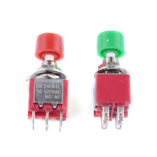 Vista 2 de CYT1105 - 6 pines AC 2A 250V/5A 120V 0.236 in 6 pines interruptor de botón momentáneo DPDT NO NC (paquete de 6)