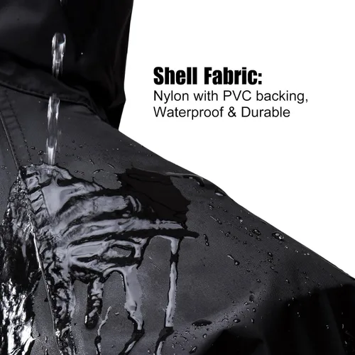 Vista 2 de Classic Long Rain Coats for Men, Hooded Raincoats Rain Gear for Waterproof Work, Breathable, Rain Jacket Poncho