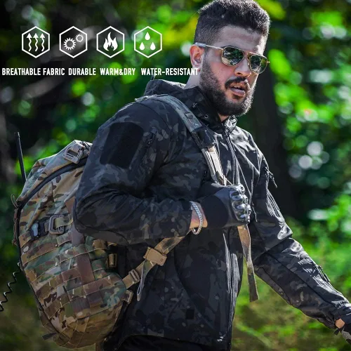 Vista 3 de ANTARCTICA Chaqueta táctica militar con capucha suave impermeable para hombre