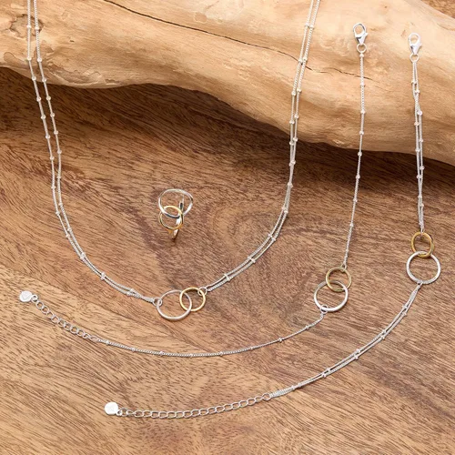 Vista 8 de Silpada Pagosa - Collar de eslabones circulares en plata de ley y chapado en oro de 14 quilates