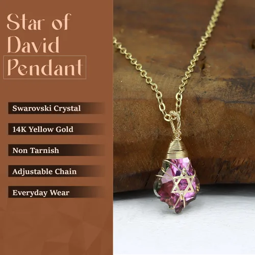 Vista 34 de Collar de estrella de David para mujeres y hombres, collar de estrella judía relleno de oro de 14 quilates, collar de Israel