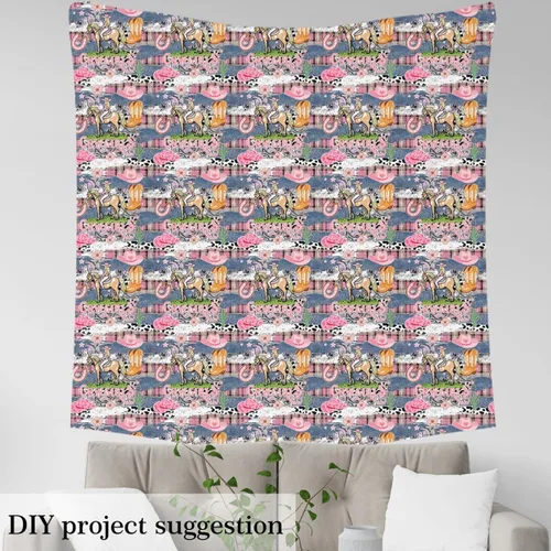 Vista 76 de Tela de Flores Primaverales por Yarda para Sofás, Tela Decorativa de Florales de Pueblo Pájaros Mariposas, Tela de Patrón de Jardín Acuarela