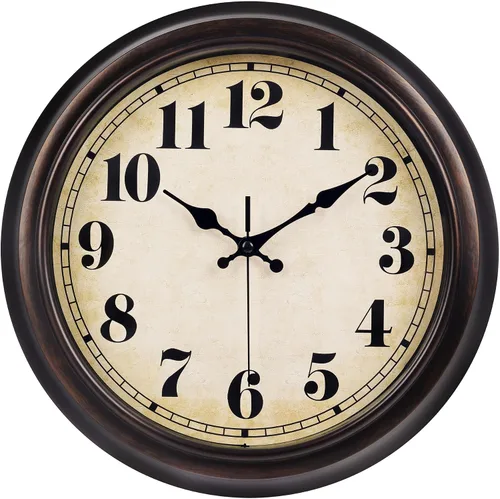 Vista 11 de 45 Min - Reloj de pared para interiores y exteriores, 12 pulgadas, estilo retro, 03 12 plata