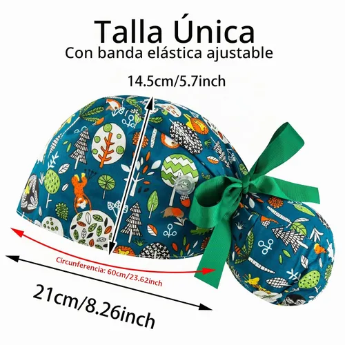 Vista 7 de Gorras médicas para mujer, gorras para enfermeras, gorra de trabajo ajustable, bolsa de cola de caballo, sombreros con lazo en la espalda