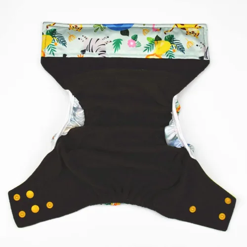 Vista 4 de Pañal de tela de bolsillo para bebé, refuerzos dobles, reutilizable, lavable, 8 lbs-36 lbs (animales del zoológico)