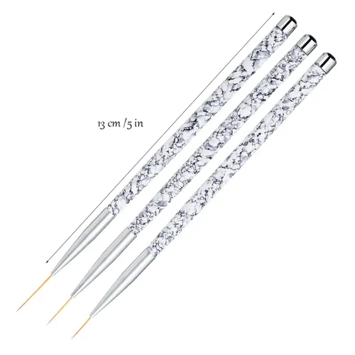 Vista 7 de Tbestmax Cepillo profesional para arte de uñas, pintura en gel UV, pinceles de uñas acrílicas, pinceles de rayas para trazos cortos, detalles