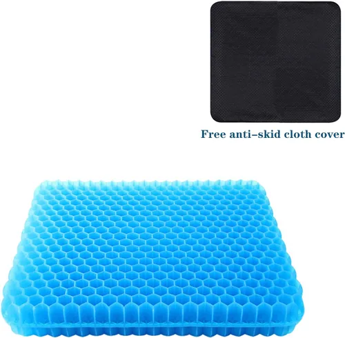 Vista 7 de Cojín de asiento de gel, cojín de asiento de enfriamiento grueso, grande, transpirable, diseño de panal que absorbe los puntos de presión, cojín