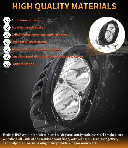 Vista 6 de E-Bike LED Headlight for Rad Power Bikes Mini Rover Expand Runner, High Output E-Bike LED Lights Head Light with Mounting Bracket and E-Bike Plug