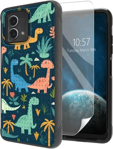 Vista 41 de Funda para Moto G Stylus 5G 2021 con protector de pantalla, a prueba de golpes, 2 en 1, parte trasera duradera de policarbonato duro texturizado