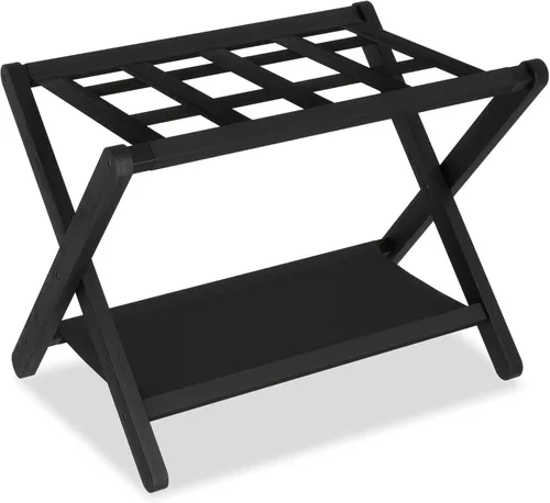 Vista 22 de Heybly HLR010Z1 - Portaequipajes, soporte plegable para maleta con estante de almacenamiento, soporte de equipaje de alta resistencia