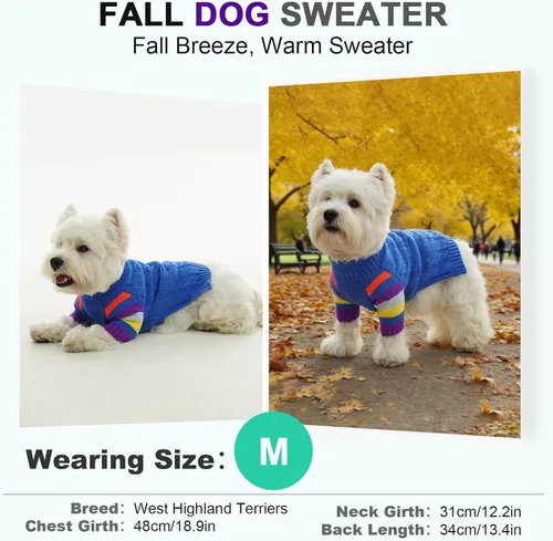 Vista 4 de Suéter XS para perro, suéter de cuello alto con manga para Yorkie Azul