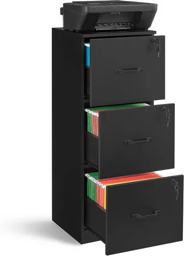 Vista 15 de VASAGLE Archivador de 2 cajones con cerradura, soporte de impresora, organizador de archivador de oficina, para documentos tamaño A4 y carta, blanco