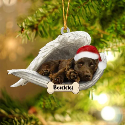 Vista 26 de Afghan Hounds - Adorno de Navidad con alas de ángel durmiente, recuerdo personalizado para perros 2024, adorno de forma acrílica, regalos