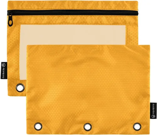 Vista 7 de Estuche negro de 3 anillas para lápices, paquete de 2 unidades, impermeable, de plástico transparente, con cremallera, organizador de documentos