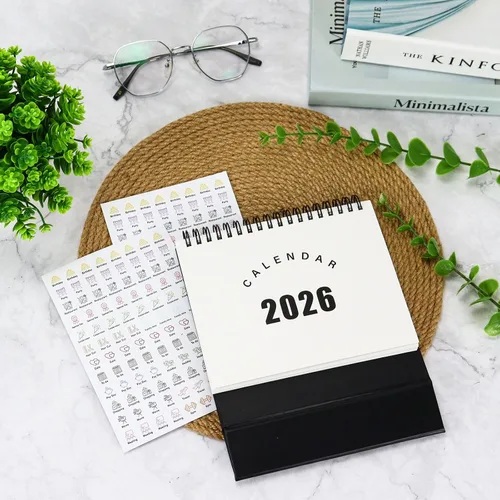 Vista 6 de Multibey Calendario de escritorio 2025-2026, calendario de escritorio pequeño abatible de 6.5 x 6.5 pulgadas, julio 2025-diciembre 2026, calendario