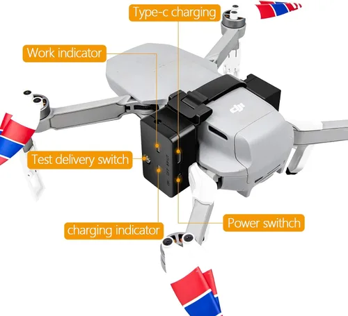 Vista 5 de Hanatora Dispositivo cuentagotas de liberación de caída de aire de carga útil para DJI Mini 4K/2, Mini SE/2 SE, Mavic Mini Dron, Sistema