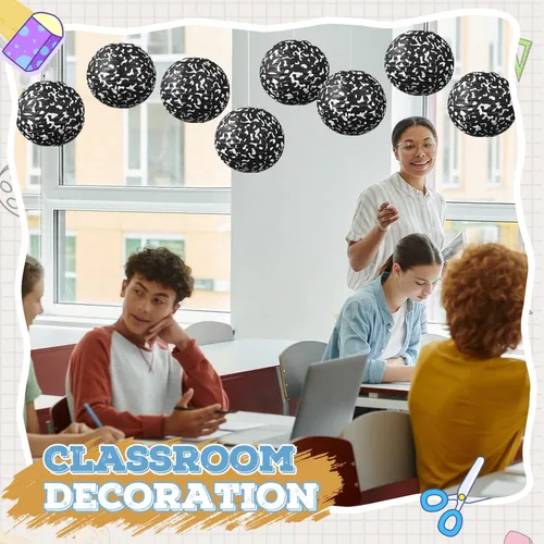 Vista 3 de Honoson 12 linternas de papel de composición para el regreso a clases, decoraciones de fiesta colgantes redondas de 10 pulgadas para aula, oficina