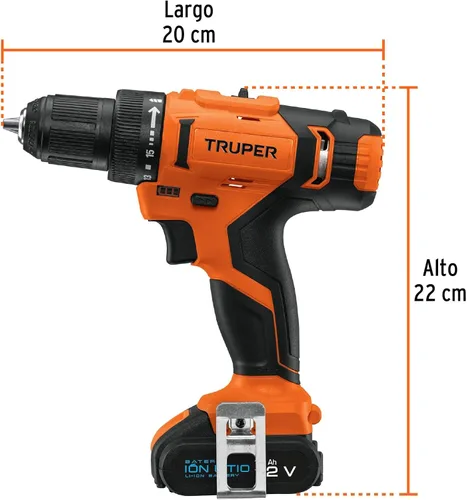 Vista 2 de taladro inalámbrico, batería de iones de litio, 12 V, 3/8