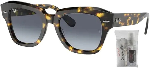 Vista 2 de Ray-Ban State Street RB2186 - Lentes de sol cuadrados para hombre y mujer + paquete con kit de gafas de diseñador iWear