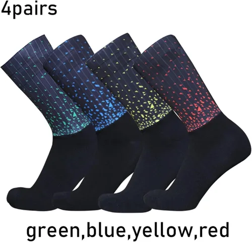 Vista 2 de 4pairsset New Little Cycling Socks Men Women Pro Racing Bike Socks Non-slip Silicone Summer Breathable Calcetines Ciclismo riding socks