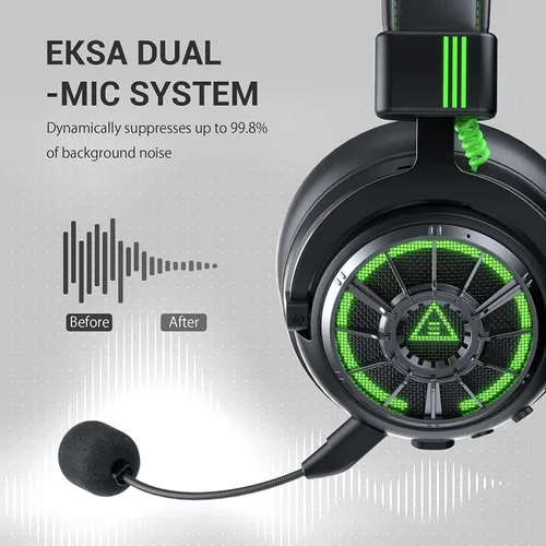 Vista 4 de EKSA StarEngine Pro - Auriculares para juegos de PC, sonido envolvente 7.1 para PS4 PS5 Xbox, micrófono inteligente con cancelación de ruido