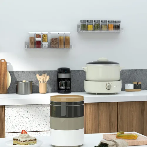 Vista 7 de Sezanrpt Estante acrílico para especias de montaje en pared, estantes colgantes para condimentos, tarros de especias de cocina, organizador