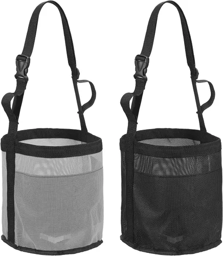 Vista 10 de Bolsa de alimentación para caballo, bozal de caballo con correa ajustable, malla de nailon, impermeable, bolsa para caballos de grano inferior Negro