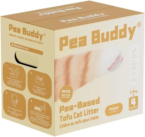 Vista 13 de Arena para gatos a base de guisantes, arena para gatos sin polvo, bajo seguimiento y control de olores natural, perfumada, lavable a ras