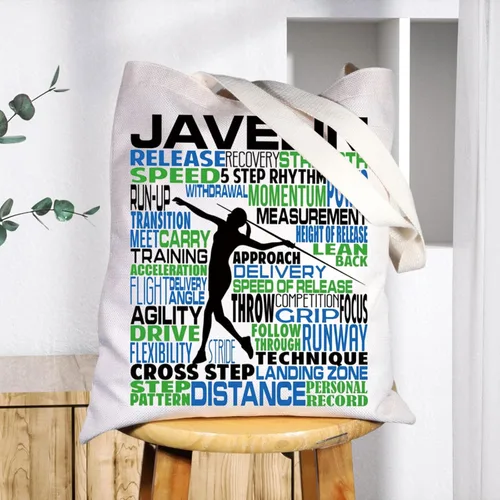 Vista 5 de BWWKTOP Javelin Throwers Tote Bag Javelin Lanzadores Regalos de Lanzamiento de Pista y Campo Regalos Javelin Atletas Bolso de hombro