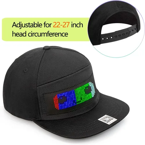 Vista 4 de Gorra de béisbol con letrero LED, control de aplicación Bluetooth, compatible con texto, patrón, graffiti para fiesta, correr, hip hop, bar, Navidad