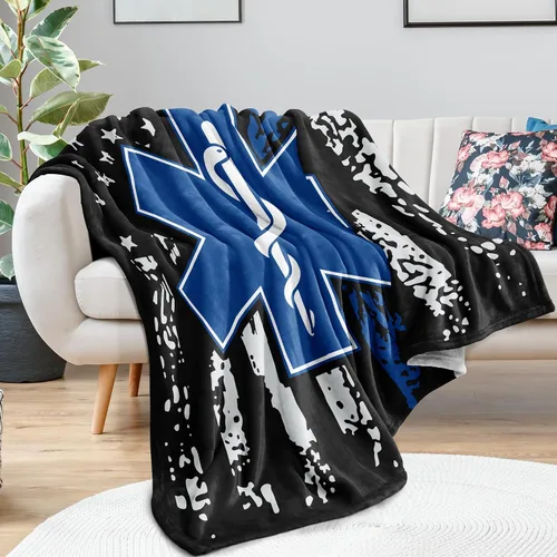 Vista 2 de Manta de regalo de técnico médico de emergencia, 60 x 50 pulgadas, regalos de agradecimiento de EMT/EMS para hombres o mujeres, manta de regalo