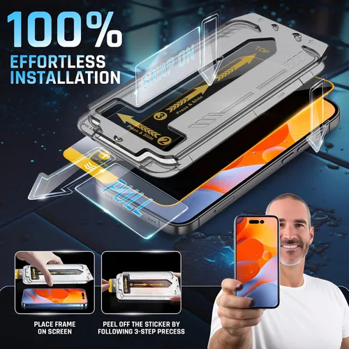 Vista 4 de TEMPRTEK+ 2 Pack para iPhone 14 Pro Protector de Pantalla de Privacidad, Vidrio Templado Antiespía, Resistencia a Rayaduras y Huellas Digitales
