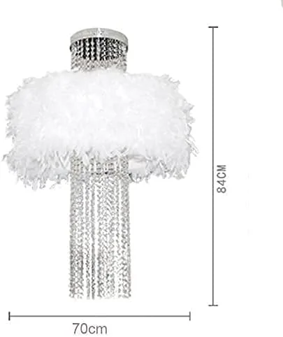Vista 2 de Lámpara de techo moderna colgante de cristal plumas blancas, lámpara de techo, bombilla dormitorio, accesorios, 27.6 * 33.1 in