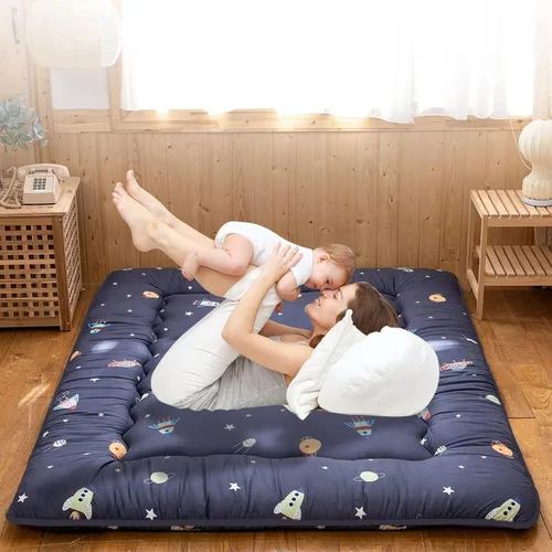 Vista 17 de QQP Colchón de futón japonés plegable de tatami, tapete portátil para adultos y niños, tapete para dormir adecuado para campamento, habitación