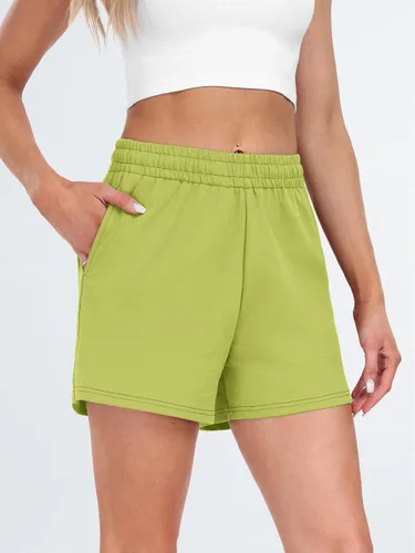 Vista 14 de AUTOMET Pantalones cortos deportivos para mujer, estilo casual, con cordón, cómodos, elásticos, de cintura alta, con bolsillos