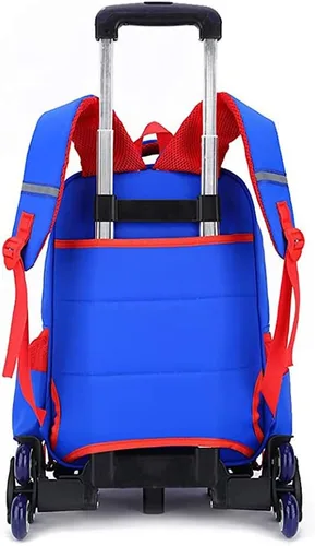 Vista 4 de WZCSLM Bolsas escolares para estudiantes, mochila de viaje, carrito de equipaje, Azul Patchwork, 18"X13.38"X5.9", Moda