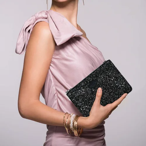Vista 2 de GM LIKKIE - Bolso de mano cruzado para mujer bolso de noche con purpurina y lentejuelas para fiesta