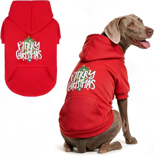 Vista 22 de KOOLTAIL Sudadera básica con capucha para perro, suave y cálida, con agujero para correa y con bolsillo, abrigo de invierno para perros, ropa