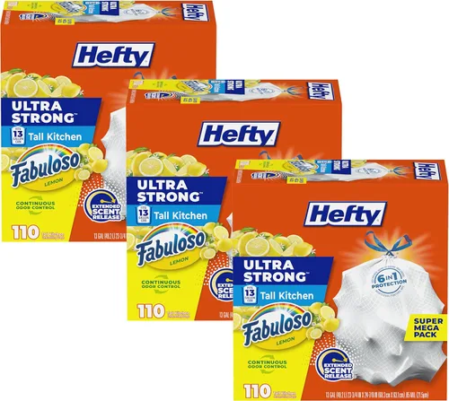 Vista 9 de Hefty Bolsas de basura ultra fuertes de 13 galones, bolsas de basura altas para cocina de 13 galones, resistentes a fugas, pinchazos y rasgaduras