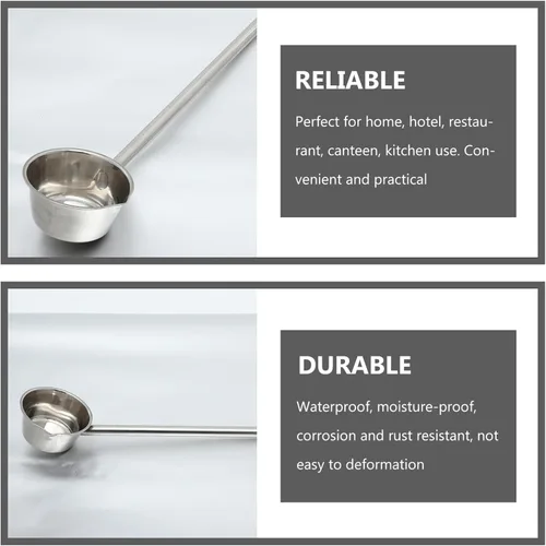 Vista 9 de UPKOCH Cucharón de agua de mango largo de acero inoxidable Cuchara de sopa Cuchara multiusos para riego de cocina y jardín