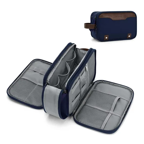 Vista 13 de Bolsa de aseo Wedama para hombres, bolsa de aseo colgante de viaje para viajes de negocios, natación, camping, Negro, M, Classic